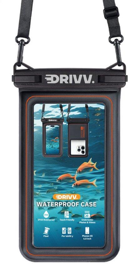 Productafbeelding: Drivv. Luxe Waterdicht Telefoonhoesje – Drijvend - Dubbele Klipsluiting - Telefoons tot 6.8 inch – Onderwater Hoesje Telefoon - Zwart
