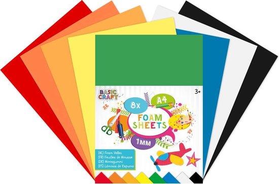 Productafbeelding: Foam vellen A4 | 8 verschillende kleuren | 1 MM dik | Knutselen voor kinderen