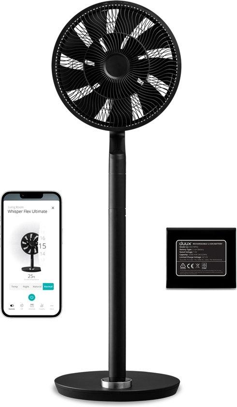 Productafbeelding: Duux Whisper Flex Ultimate Zwart - Smart Statiefventilator & Tafelventilator met Dock & Accu