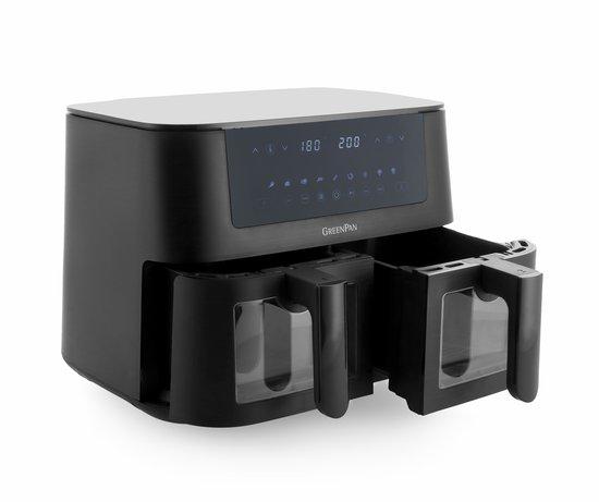 Productafbeelding: GreenPan - Bistro dubbele airfryer - 4L+4L - 9 programma's - Digitaal Led Display - Automatisch Uitschakelen - zwart - PFAS-vrij