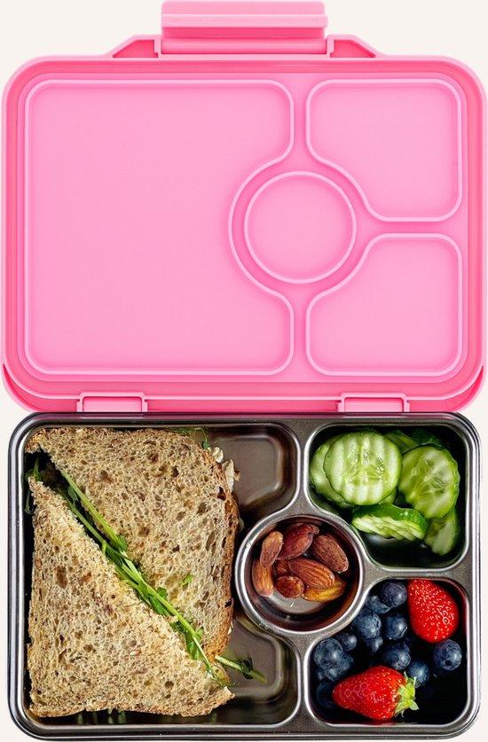 Productafbeelding: Yumbox Prêt RVS - 4 vakken - lekvrije Bento broodtrommel - duurzame, voedselveilige materialen - Versailles Roze