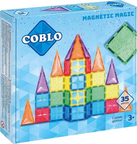 Productafbeelding: Coblo Classic Glitter 35 stuks - Magnetisch speelgoed - Montessori speelgoed - Magnetische Bouwstenen - Magnetic tiles - STEM speelgoed - Cadeau kind - Speelgoed 3 jaar t/m 12 jaar - Magnetisch speelgoed bouwblokken