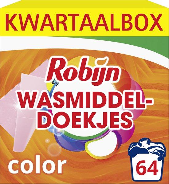Productafbeelding: Robijn Classics Wasmiddeldoekjes - Color - 100% oplosbare doekjes in een kartonnen verpakking - 4 x 16 wasstrips