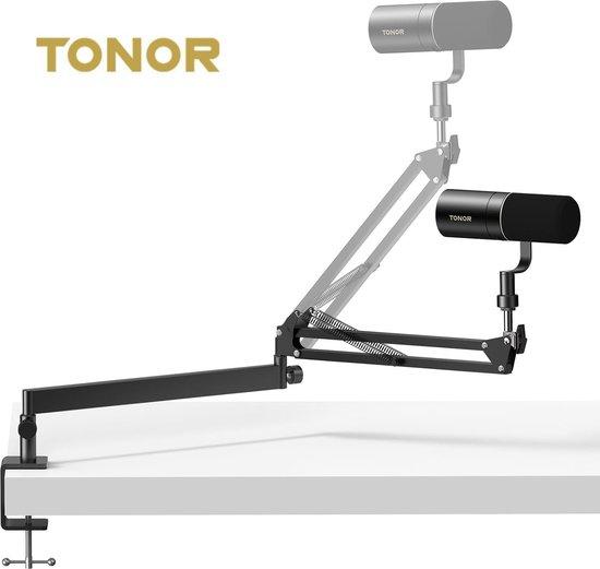 Productafbeelding: Tonor® - Microfoon Arm - Boom Arm - Microfoon Standaard - Zonder Microfoon - Universeel - 360° Verstelbaar - Laag Profiel - Draagvermogen tot 1,5 kilo - Schroefgat 3/8" en 5/8" - Zwart
