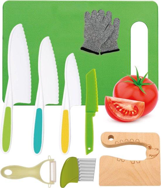 Productafbeelding: Qwali Kindermessen set - 9 Delig - Kindvriendelijk materiaal - Montessori mes - Koken kinderen - Bak - Kook - Keukenmessen - Kindermes