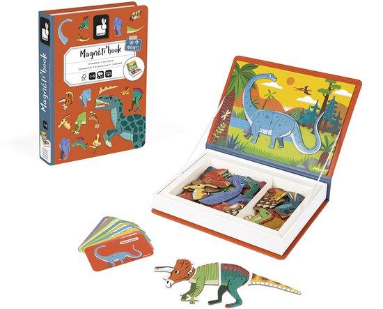Productafbeelding: Janod Magnetibook - Dinosaurus - Magneetboek Speelset Inclusief 40 Magneten En 10 Voorbeeldkaarten - Geschikt vanaf 3 Jaar