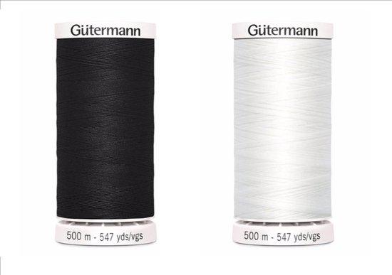 Productafbeelding: Gutermann 500 m wit en 500 m zwart polyester naaigaren