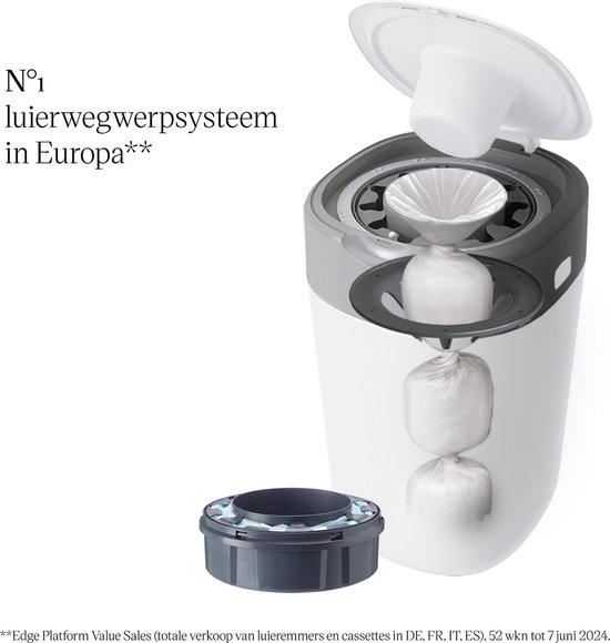 Productafbeelding: Tommee Tippee Twist & Click luieremmer, inclusief 1 navulling (cassette) met meerlaags antibacterieel folie, 100% gerecycled frame - Voorkomt Geurtjes, Geschikt voor 33 Luiers - Wit