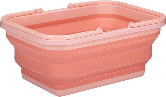 Productafbeelding: Alpina Wasmand/draagmand opvouwbaar - kunststof - 19 Liter - zalmroze - 38 x 28 x 18 cm - huishoud/camping