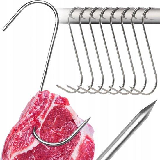 Productafbeelding: 15x Vleeshaak RVS - S Haak - Rookhaak - Vleeshaken voor ophangen - Set van 15 Stuks - Stainless Steel - 150 mm