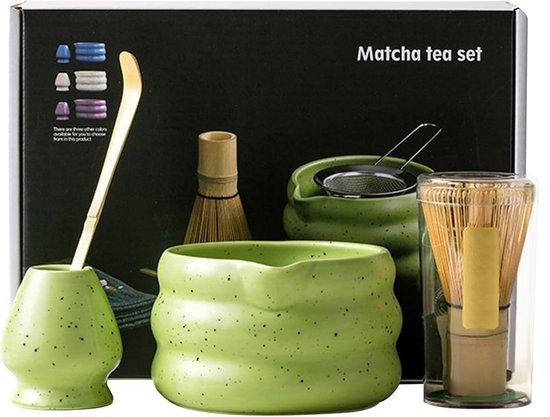 Productafbeelding: Matcha set-4 stuks matcha starterkit-matcha whisk-Houten matcha set-groen