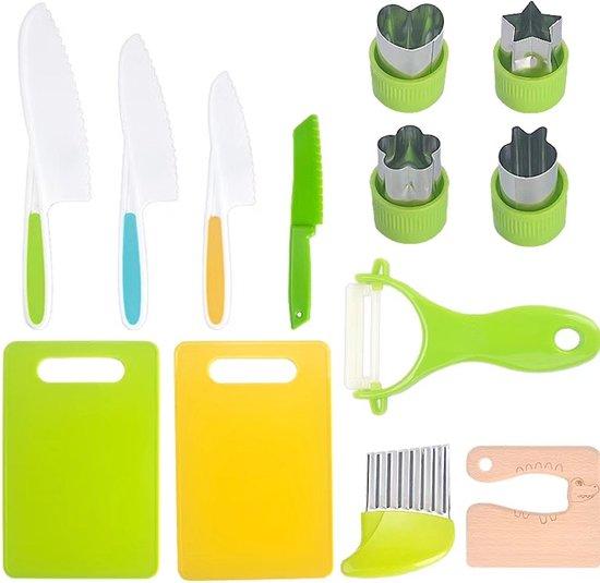Productafbeelding: Montessori Messenset Kind - Educatief Speelgoed - Mini Chef Set - Kindvriendelijke messen – Messenset voor kinderen – Kindermes - Gekleurde kindermessen - Koken met kinderen - Kindermessen set met snijplank - Little Chef