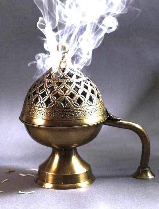 Productafbeelding: Antieke Messing Dhuna Houtskoolbrander - Bakhoor Fumer Dhooni Dhoop Dani Dhuni - Wierook Brander Houder voor Thuiskantoor - Geschenkartikelen Aroma Diffuser
