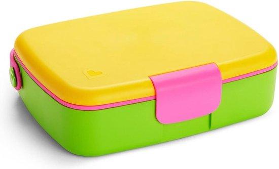Productafbeelding: Munchkin Bento Lunch Box - Broodtrommel met bestek - Brooddoos voor Kinderen - Inclusief RVS Bestek - kinder lunchbox - Vaatwasserbestendig - Vanaf 18 Maanden - Geel/Groen