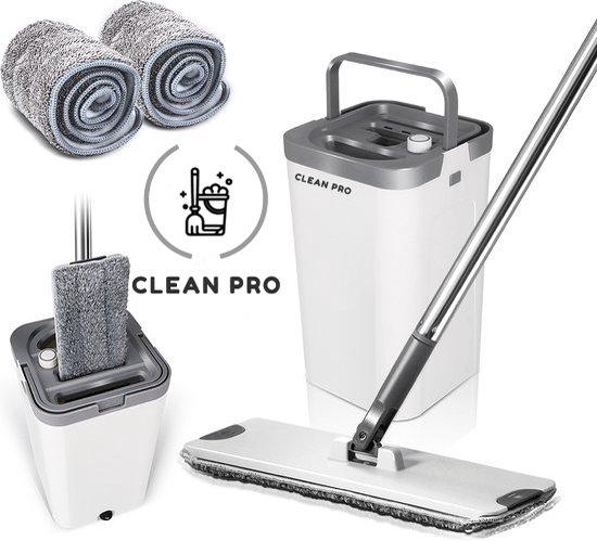 Productafbeelding: Clean PRO® Dweilsysteem met Emmer en Wringer – 360° Mop voor Alle Vloertypes – Handige Dweil met Vloerwisserfunctie – Compact & Efficiënt Schoonmaaksysteem