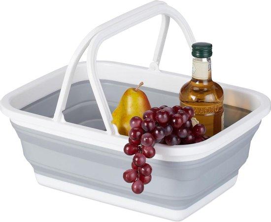 Productafbeelding: Opvouwbare afwasteil 8L boodschappenmand - camping afwasmand - HxBxD 155 x 385 x 285 cm - wit grijs Opvouwbare afwasteil