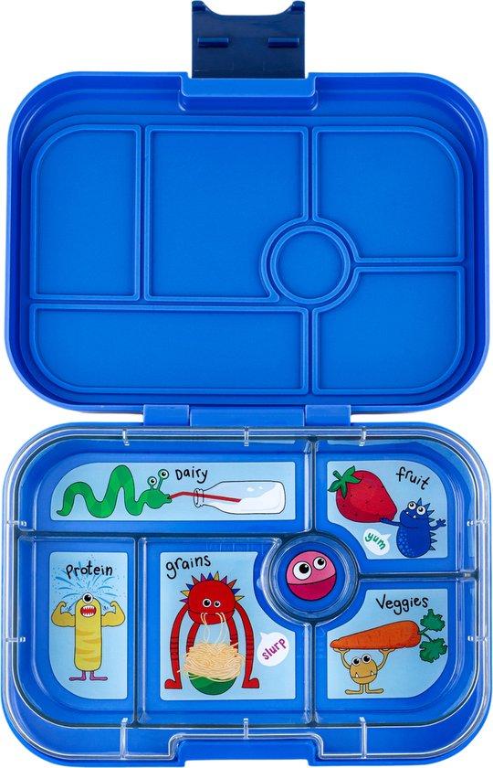 Productafbeelding: Yumbox Original - lekvrije Bento box lunchbox - 6 vakken - Surf Blue / Funny Monsters tray