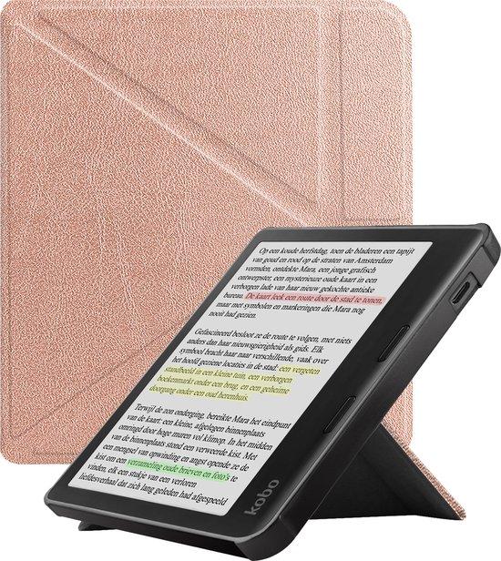 Productafbeelding: Hoesje Geschikt voor Kobo Libra Colour Hoes Bescherm Hoesje Case Sleep Cover Trifold - eReader Hoes Geschikt voor Kobo Libra Colour - Rosé Goud