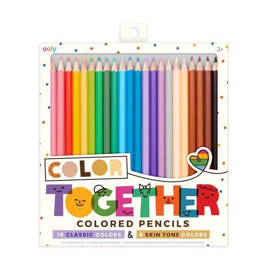 Productafbeelding: Ooly - Color Together Kleurpotloden - Set Van 24 Kleurpotloden - 18 Klassieke Kleuren En 6 Huidskleuren - Duurzaam En Gemakkelijk Te Slijpen Voor Alle Kunstprojecten - Geschikt Vanaf 3 Jaar