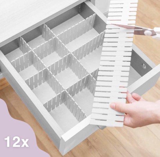 Productafbeelding: Ladeverdeler - Lade organizer - Set van 12 - Voor Kleding/Keuken/Badkamer - Wit