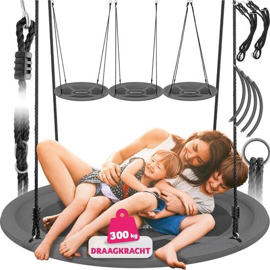 Productafbeelding: tectake® - Nestschommel - Mandschommel - Draagvermogen van max. 300 kg - Schommel voor kinderen en volwassenen - Tuinschommel voor buiten of hangstoel voor binnen - Speelgoed voor in de tuin of kinderkamer - Ø 100 cm