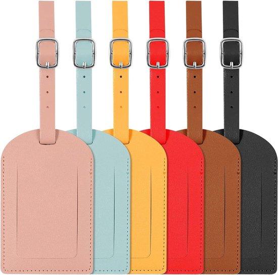 Productafbeelding: Travelhawk Kofferlabels - PU Leather Bagagelabel - 6 stuks Kofferlabel - Reisaccessoire - Naamlabel - Meerdere Kleuren