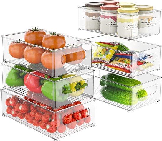Productafbeelding: BOTC organizer bakjes - Koelkast Organizer - 6 Stuks Opbergbox - 26*15.5*7cm - Keuken Organizers - Opbergdoos - Transparant