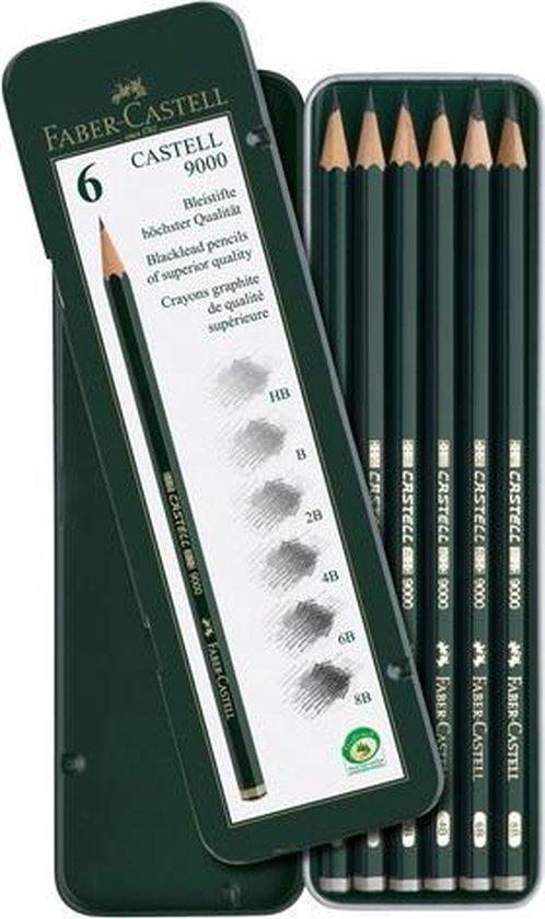 Productafbeelding: Faber-Castell grafietpotloden - serie 9000 - bliketui HB - B - 2B - 4B - 6B - 8B - FC-119063