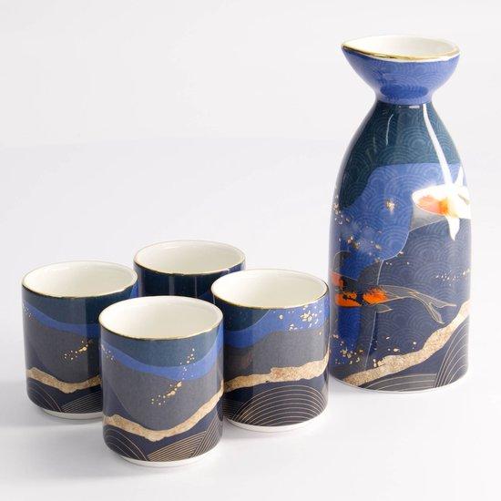 Productafbeelding: Tokyo Design Studio – Kawaii – Sake Set – 4 Kopjes – 1 Sake Fles – 120/50ML