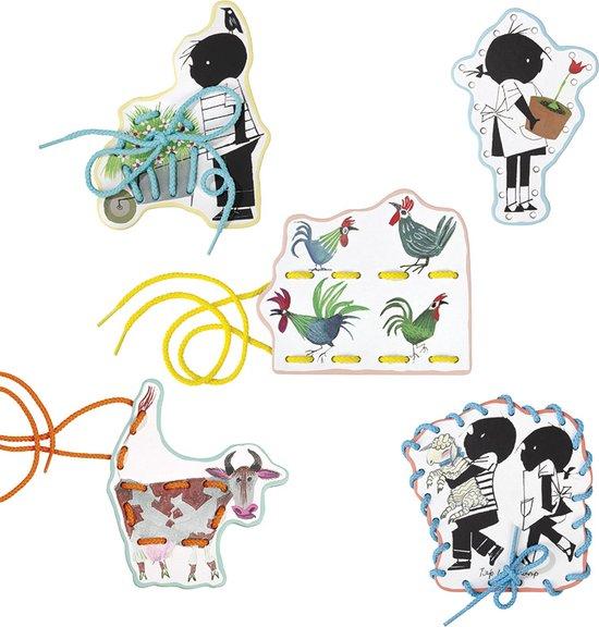 Productafbeelding: Fiep Westendorp Rijgkaarten - educatief speelgoed - peuter kleuter Bambolino Toys - rijgkaarten Jip en Janneke