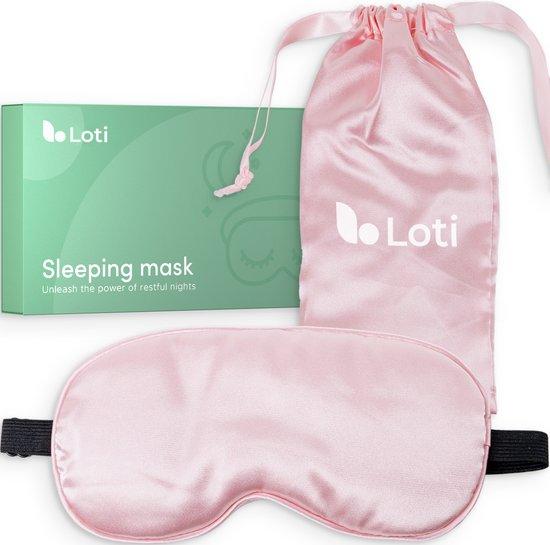 Productafbeelding: Loti Premium Zijden Slaapmasker + Opbergzakje - 100% Verduisterend Oogmasker - Verstelbaar - Blinddoek - Zijdezacht - Anti-Rimpel – Eye Mask – Sleep Mask – Roze