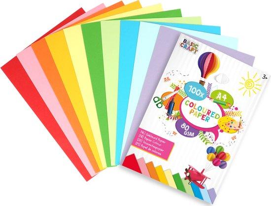 Productafbeelding: Gekleurd Papier A4 100pcs - 80grams - Knutselpapier A4 Kinderen - Vouwpapier