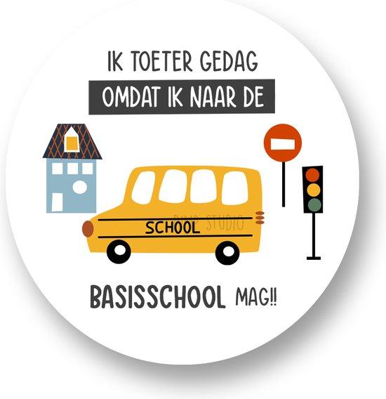 Productafbeelding: Traktatie stickers Afscheid Kleuterschool- start Basisschool - Toeter gedag omdat ik naar de basisschool mag - Sluitsticker | Kinder Traktatie - Traktatiestickers Pimp Studio