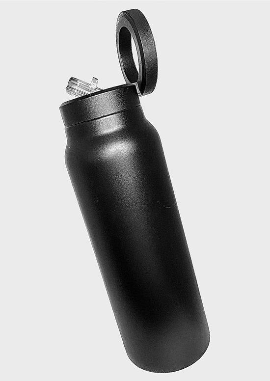 Productafbeelding: Waterfles - Black 24Oz Insulated Thermos Magnet Stainless Steel Water Bottle with Phone Holder for Gym, Office or out on Hiking