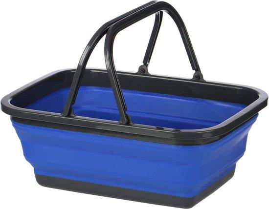 Productafbeelding: Opvouwbare afwasteil boodschappenmand - transportdoos - vouwdoos - kampeermand - boodschappendoos van siliconen - [kleurkeuze varieert] - Hoogte: 15 cm - 1 stuk Opvouwbare afwasteil