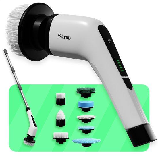 Productafbeelding: Skrub Elektrische Schoonmaakborstel - Schrobborstel met steel voor Badkamer - 8 opzetstukken