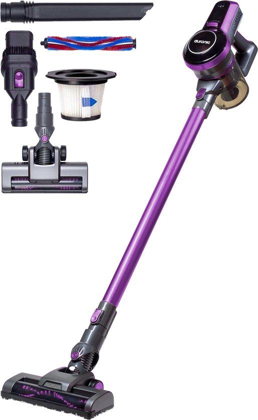 Productafbeelding: Auronic Steelstofzuiger Draadloos - Zonder Zak - Op Accu - 4-in-1 - 160W - Vacuum Cleaner - Paars/Grijs