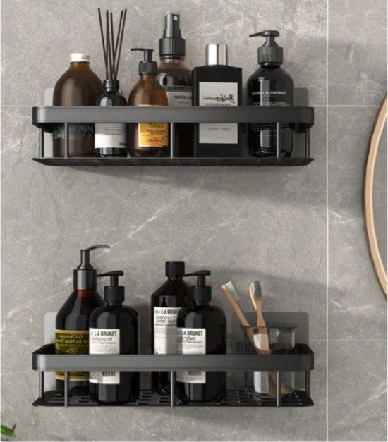 Productafbeelding: Wandrek- Zwart- 2stuks- Doucherek- Zonder te boren- Wandrek zonder boren- Wandrekje