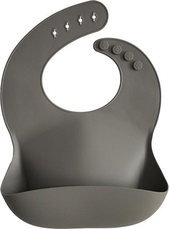 Productafbeelding: Mushie Siliconen Baby Slabber met Opvangbakje - Dove grey
