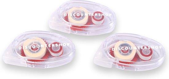 Productafbeelding: Set van 3 Doorzichtige Lijmrollers - Bureauartikelen - Lijmroller voor Foto's - Kantoor & School - Transparant/Rood - Discountershop - 9x5x2cm