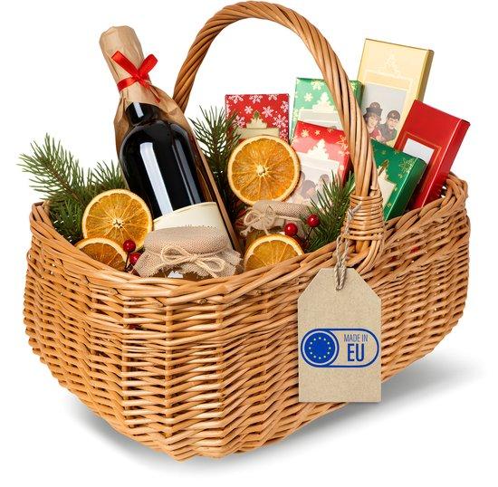 Productafbeelding: Creative Home Grote Rieten Mand met Handvat 36 x 26 x 31 cm Lichtgewicht | voor Picknick Planten Opberg Decoratie | Handgeweven