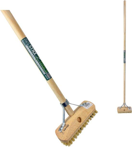 Productafbeelding: Synx Tools Fiber Schrobbezem met Steel 150 cm - Luiwagen met steel - borstel met steel - 22cm - Schrobborstel - Schrobber - Vloerschrobber - Schoonmaakbezem - douche