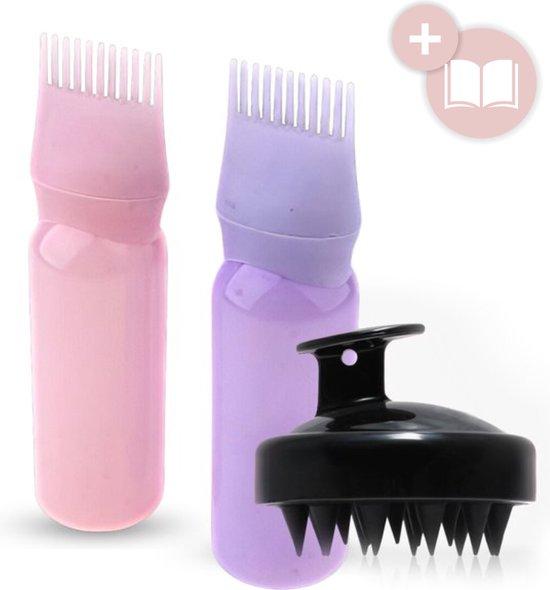 Productafbeelding: BeautyFitXL® - Haar Olie Applicator + Scalp Massager - 3 delig - Applicatieflesje - Doseerfles - Rosemary Oil - Haargroei Producten