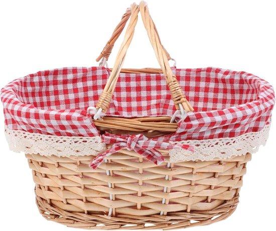 Productafbeelding: Picknickmand met Liner en Rattan voor Fruit en Shopping - Decoratieve Mand voor Camping en Wedding Party Picknickmand