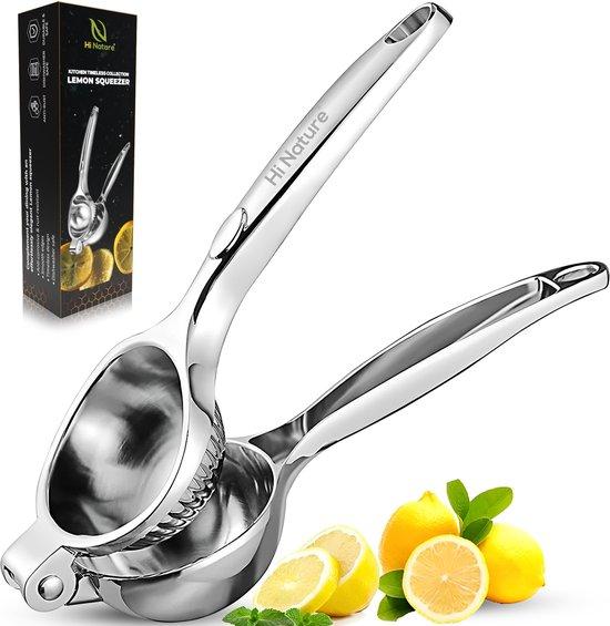 Productafbeelding: HI NATURE™ Robuuste Kwaliteit Citroenpers | Limoenpers - Handmatige Citroenpers - Lemon squeezer - Citrusknijper - Fruitpers - Sinaasappelpers | Zilver