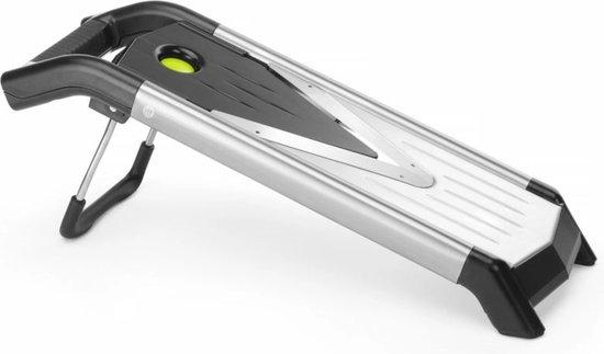 Productafbeelding: HENDI Multifunctionele mandoline – V-vormig blad – Verstelbare snijdikte – Inclusief julienne pads – Zwart