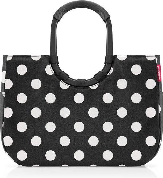 Productafbeelding: loopshopper L – stabiele tas met praktische vakken van gerecyclede PET-flessen – charmant en waterafstotend design goud, Frame Dots White, Sport