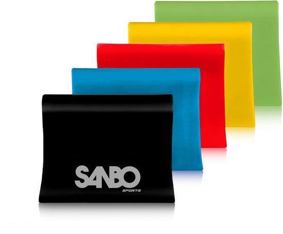 Productafbeelding: Sanbo Weerstandsbanden Set - 200 x 15 cm - Resistance Band - Fitness Elastiek - Pilates - Theraband