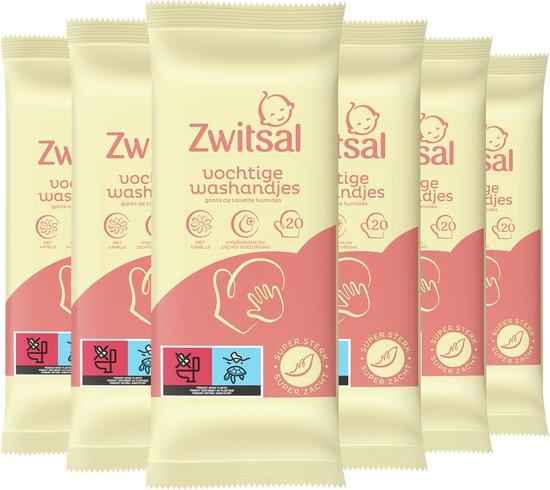 Productafbeelding: Zwitsal Goedemorgen Vochtige Washandjes - 6 x 20 stuks - Voordeelverpakking