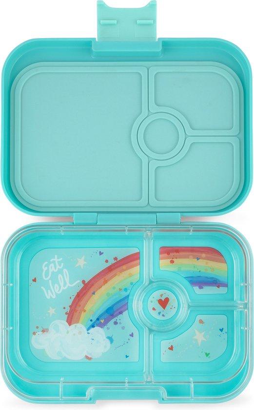 Productafbeelding: Yumbox Panino - lekvrije Bento box broodtrommel - 4 vakken - Misty Aqua / Rainbow tray